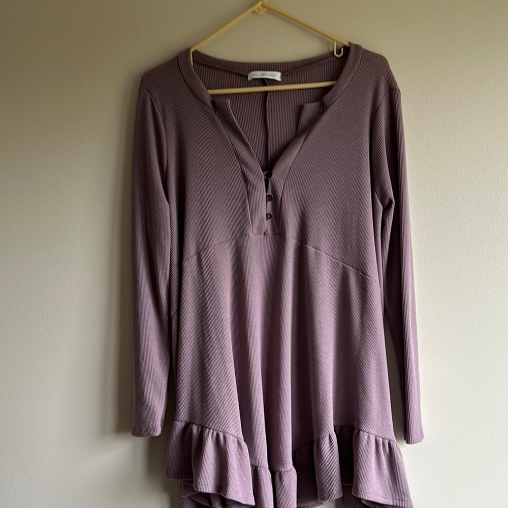 Women's light Purple Long Sleeve tunic dress